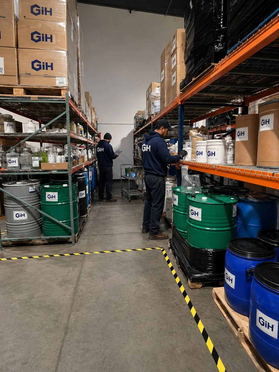 GIH team members managing ingredients and inventory in the warehouse