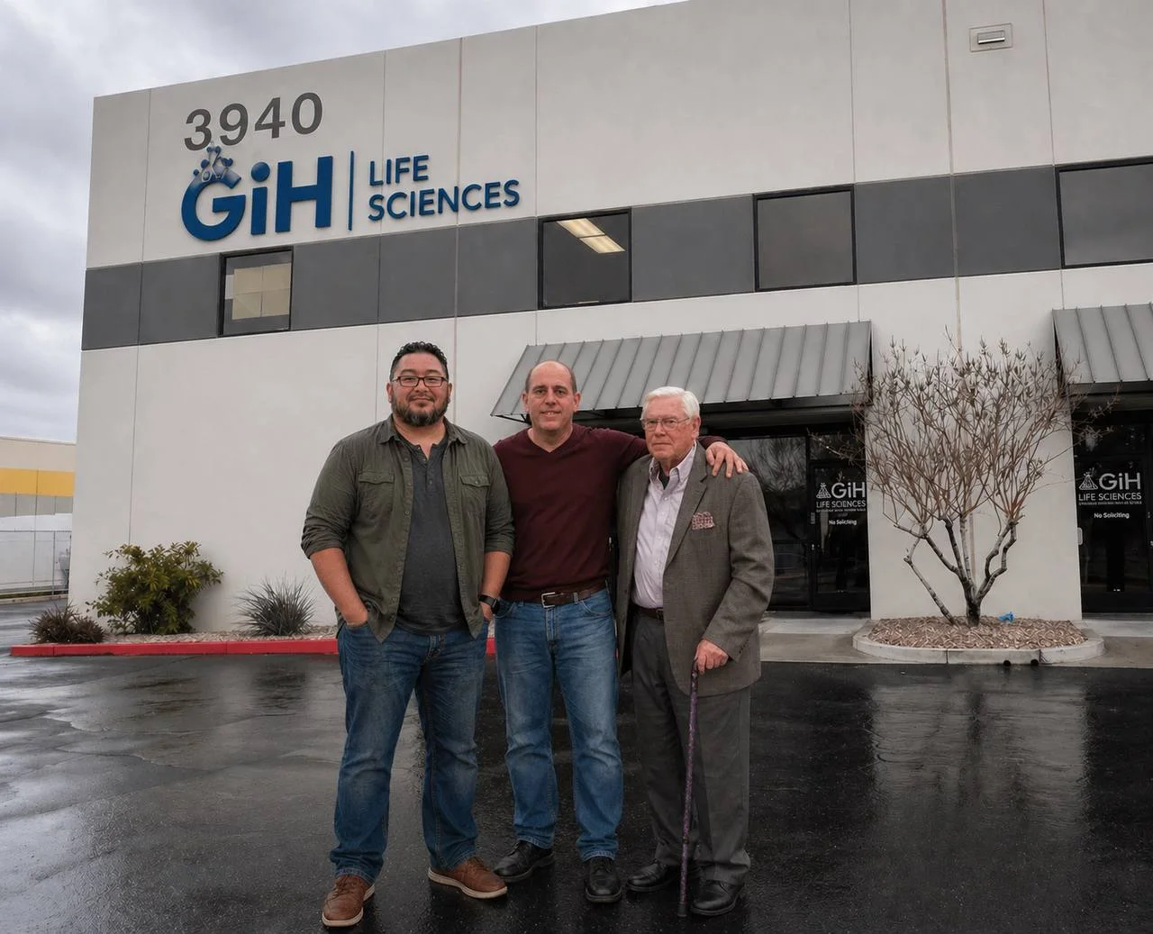 GIH Life Sciences leadership outside the North Las Vegas facility
